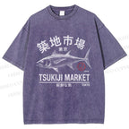 Unisex Tsukiji Fish Market Printed Washed Tee