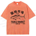 Unisex Tsukiji Fish Market Printed Washed Tee