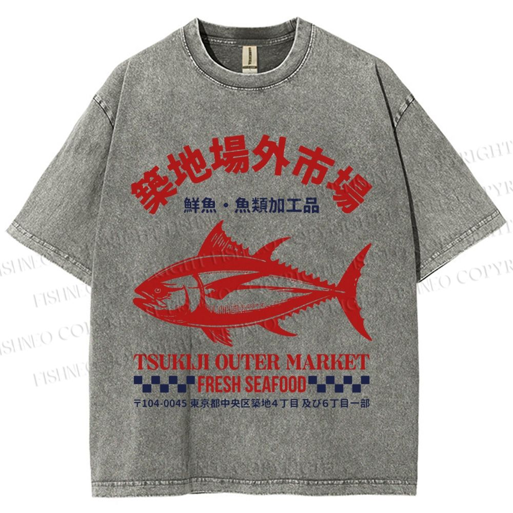 Unisex Tsukiji Outer Market Printed Washed Tee