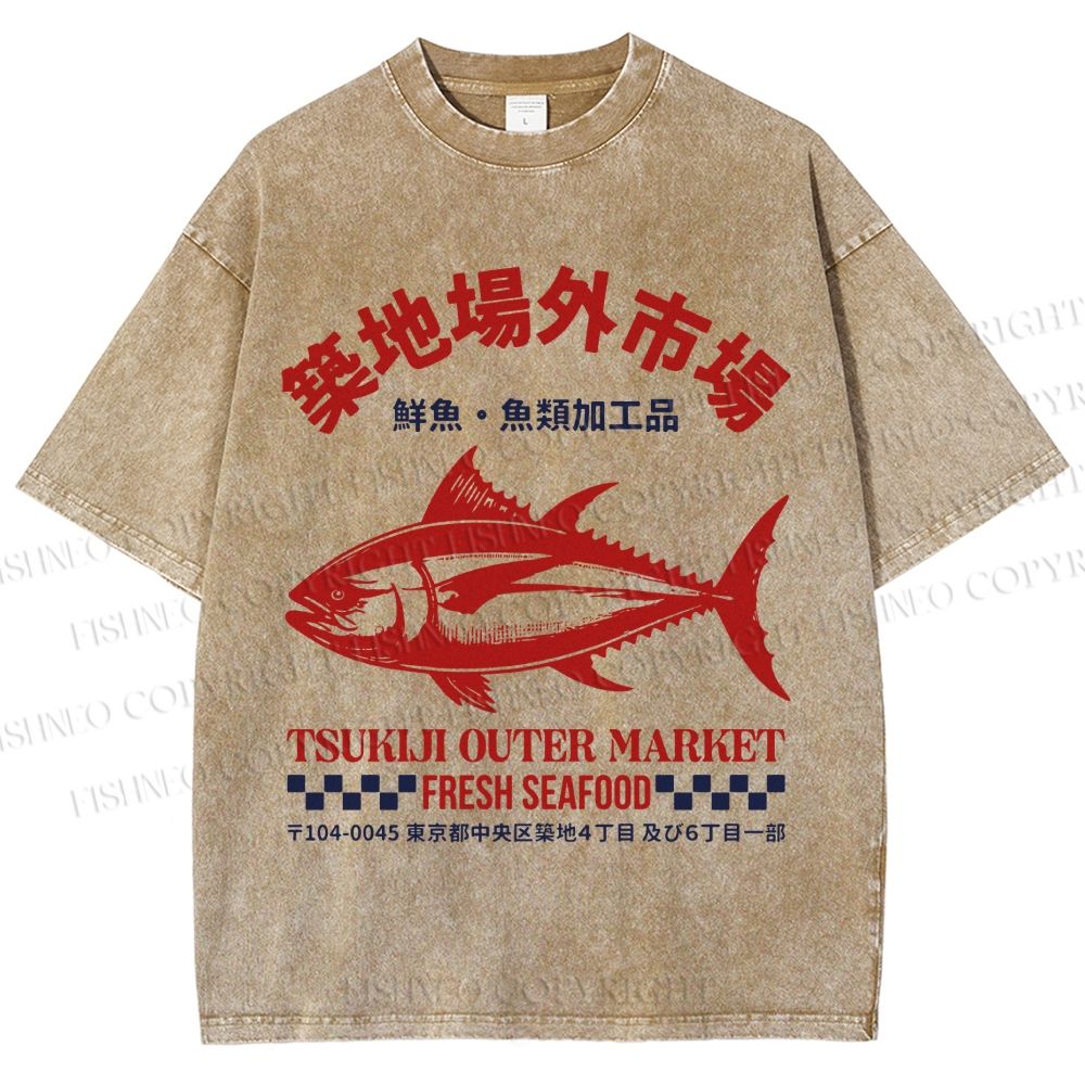 Unisex Tsukiji Outer Market Printed Washed Tee