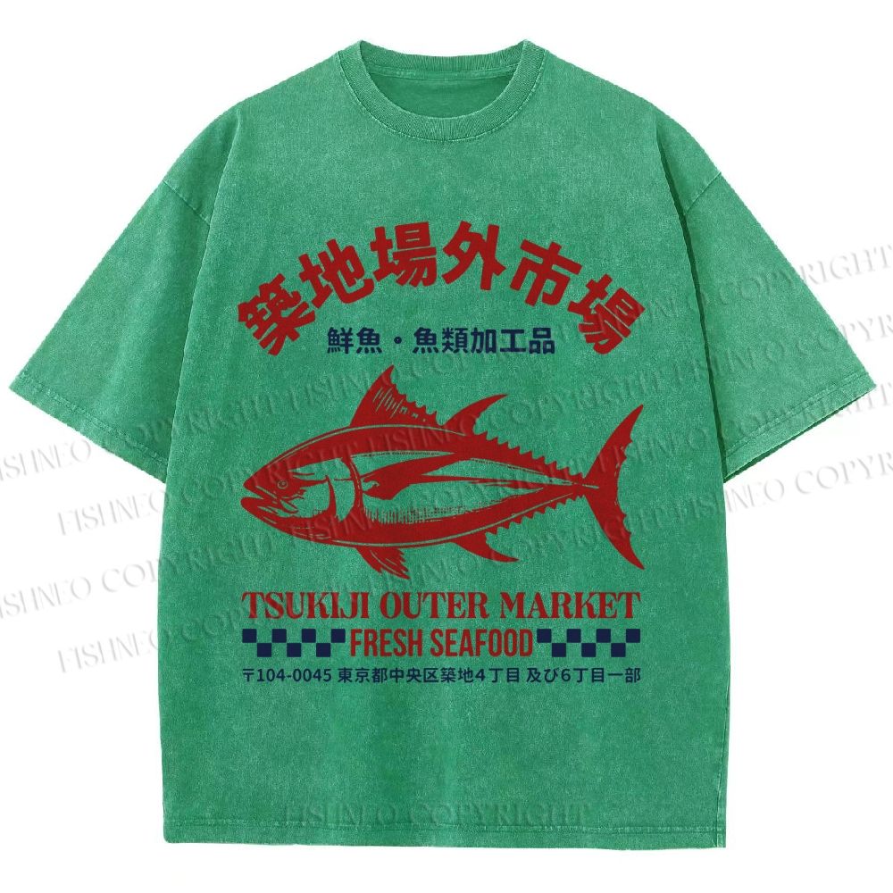 Unisex Tsukiji Outer Market Printed Washed Tee