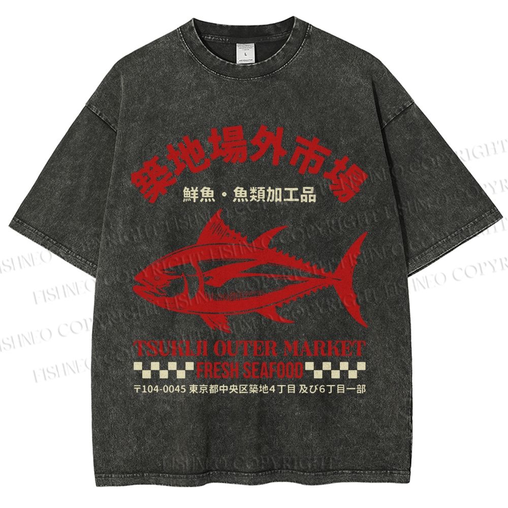 Unisex Tsukiji Outer Market Printed Washed Tee