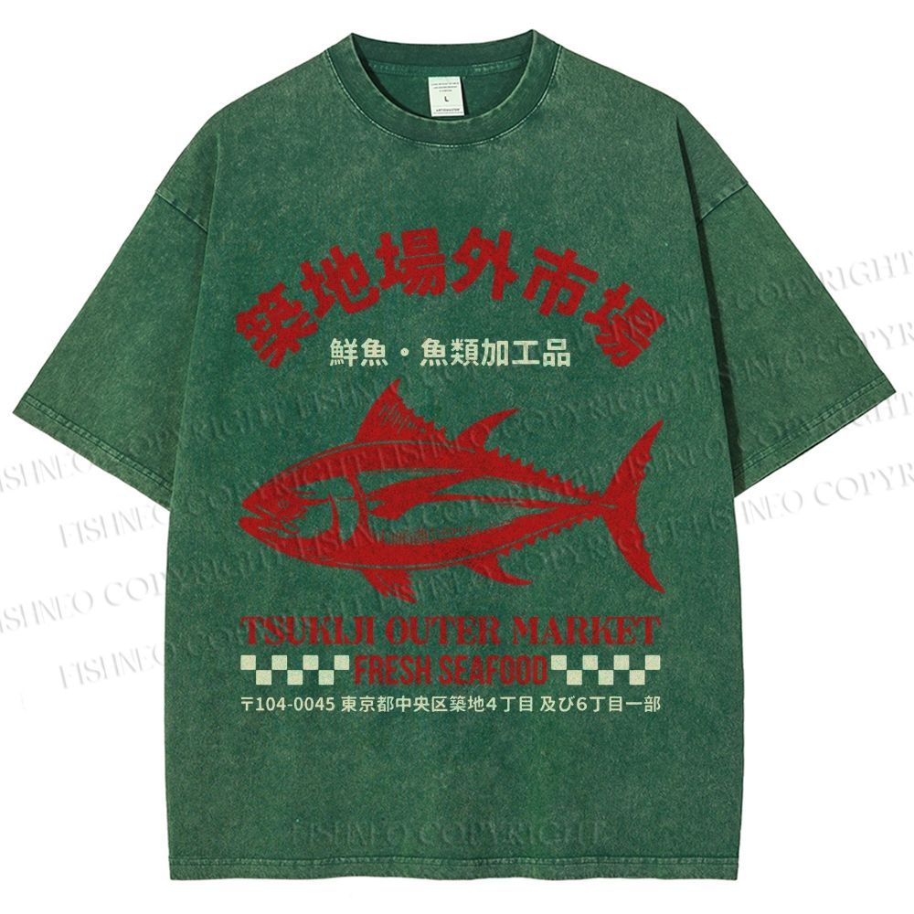 Unisex Tsukiji Outer Market Printed Washed Tee