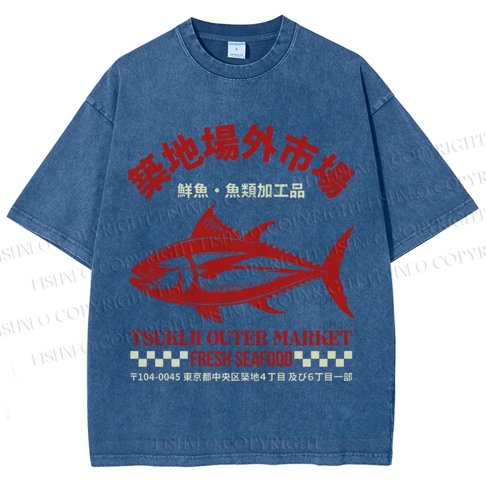 Unisex Tsukiji Outer Market Printed Washed Tee