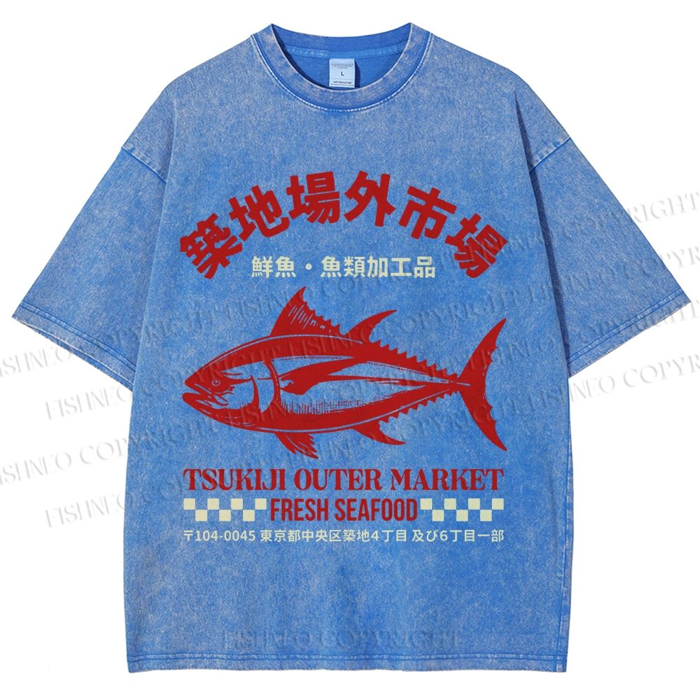 Unisex Tsukiji Outer Market Printed Washed Tee