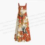 Vintage Bird in Maple Leaves Maxi Dresses