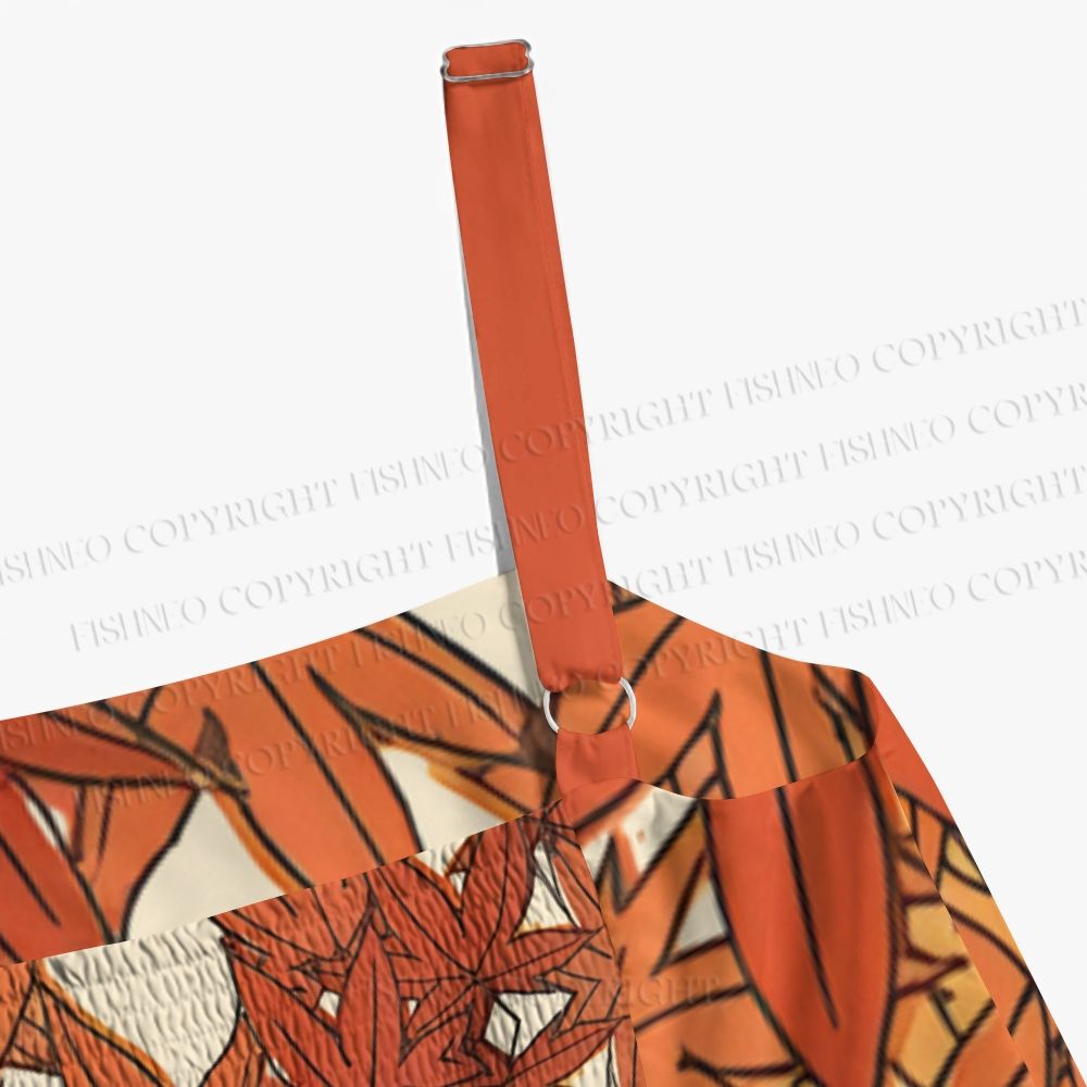 Vintage Bird in Maple Leaves Maxi Dresses