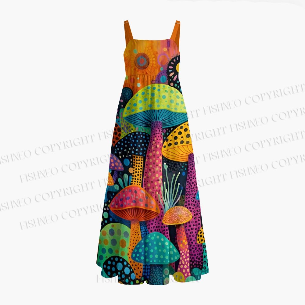 Yayoi Kusama Multicolor Mushroom Maxi Dresses
