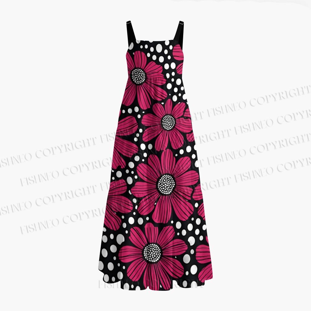 Yayoi Kusama Giant Pink Flowers Maxi Dresses