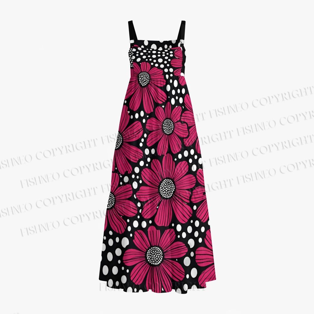 Yayoi Kusama Giant Pink Flowers Maxi Dresses