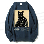 Unisex Yayoi Kusama Black Cat Printed Sweatshirt