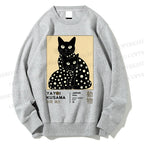 Unisex Yayoi Kusama Black Cat Printed Sweatshirt