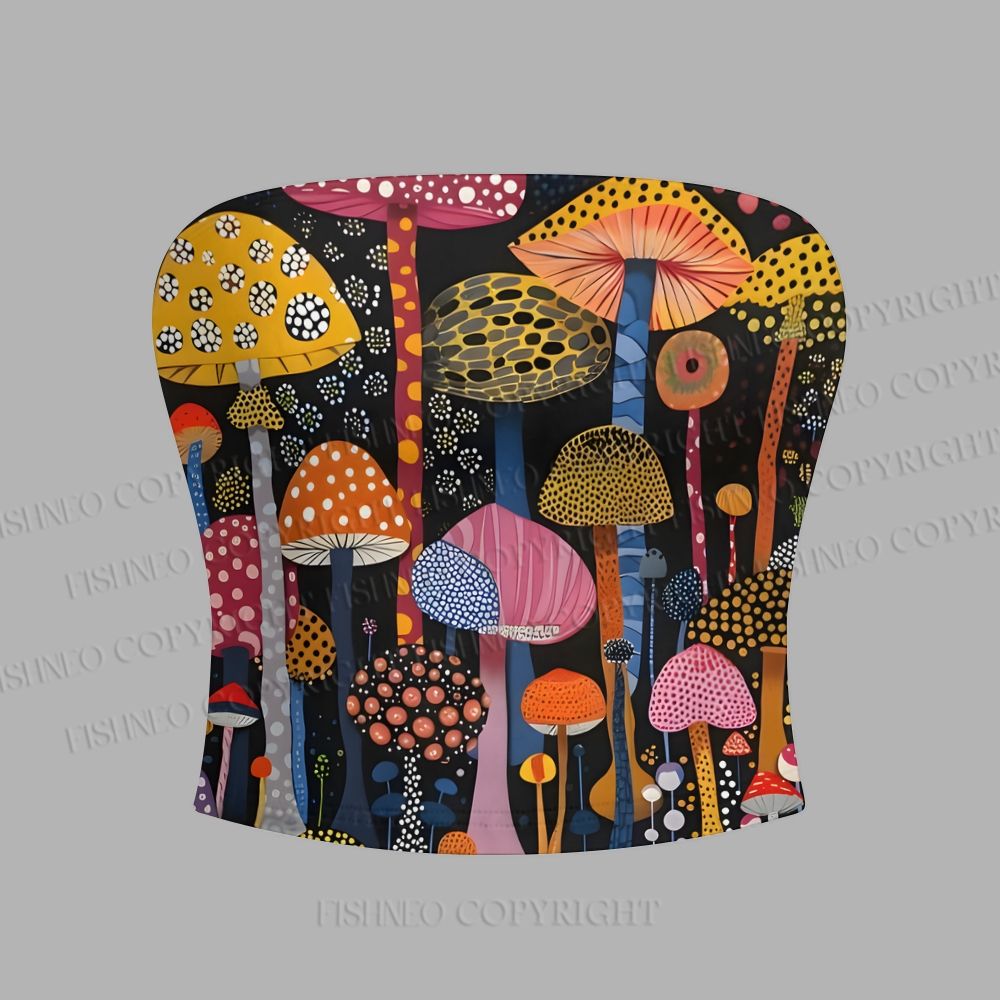 Yayoi Kusama Mushroom Tight Casual Camisole Tops & Elasticated Trousers Two-Piece Set