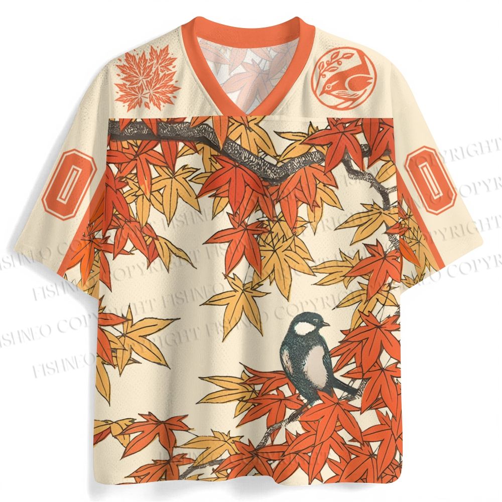 Vintage Bird in Maple Leaves Jersey Shirts