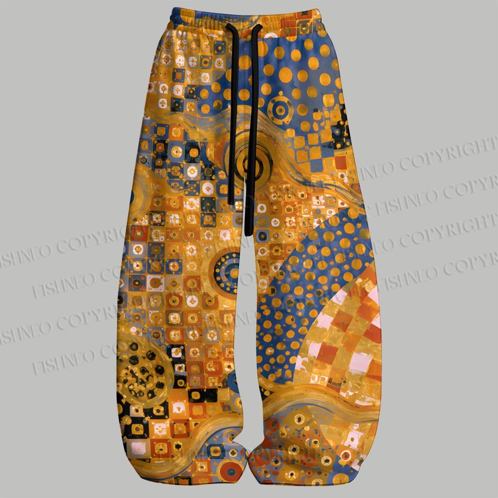 Men's Klimt Style Lion Art Sleeveless Tank Top & Elasticated Trousers pants Two-Piece Streetwear Set