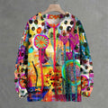 Polka Dot Floral Graffiti Crew Neck Sweater