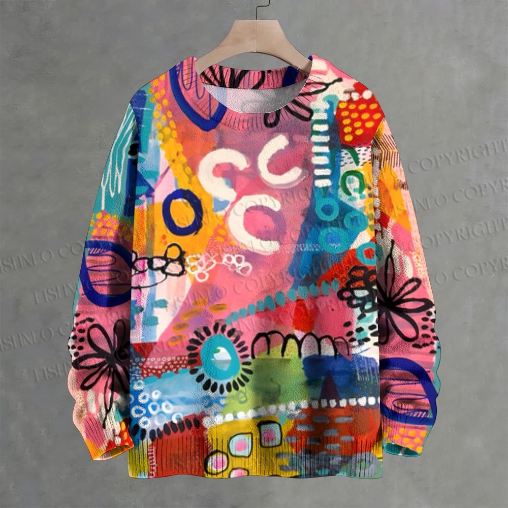 Polka Dot Graffiti Crew Neck Sweater