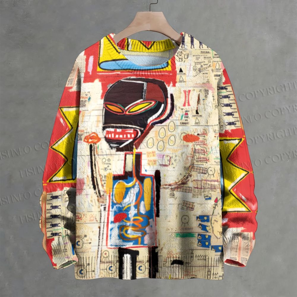 Jean-Michel Basquiat Style Doodle Crew Neck Sweater
