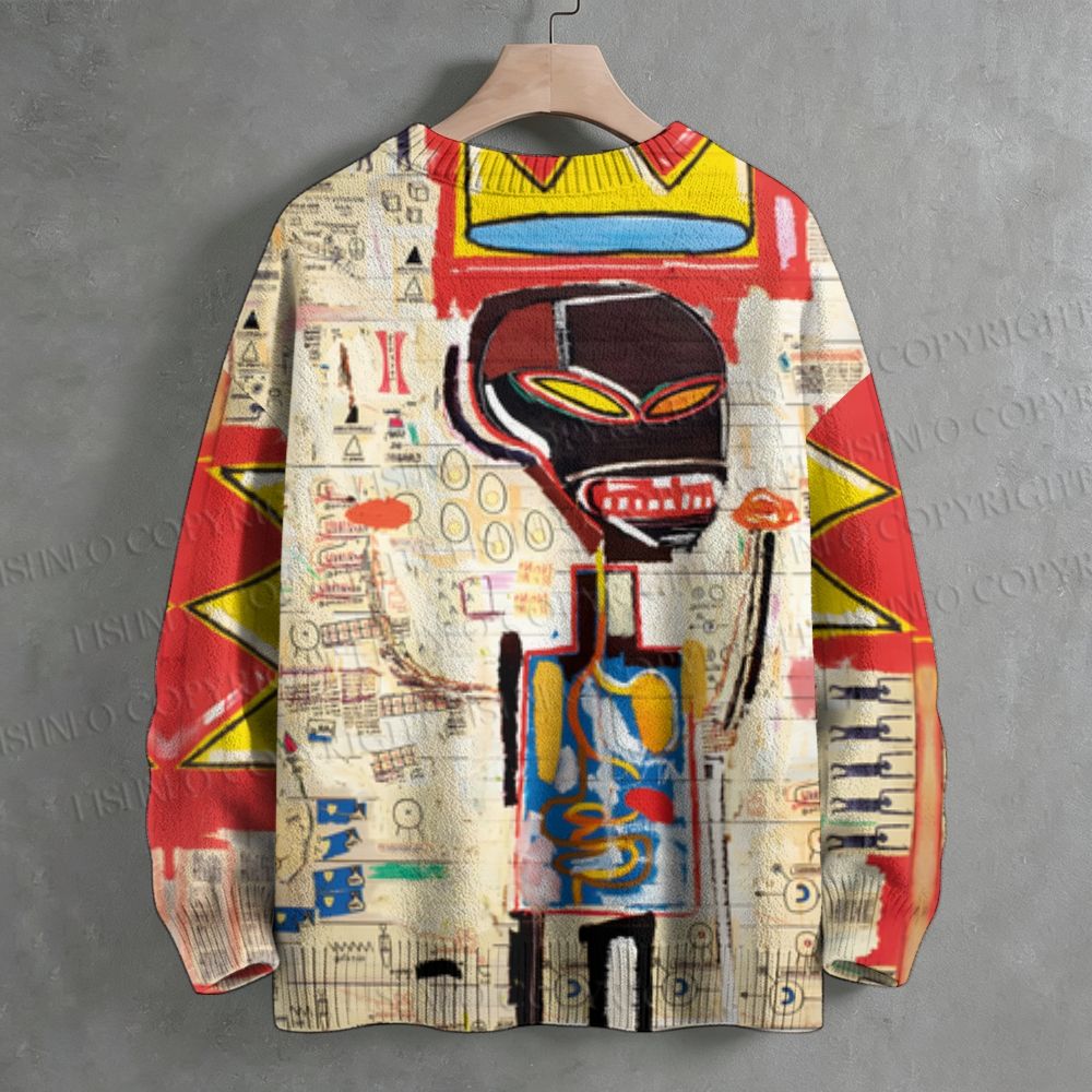 Jean-Michel Basquiat Style Doodle Crew Neck Sweater