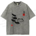 Unisex Frog Printed Washed Tee