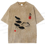 Unisex Frog Printed Washed Tee