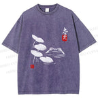 Unisex Frog Printed Washed Tee