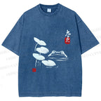 Unisex Frog Printed Washed Tee