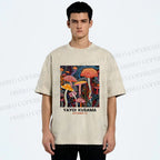 Unisex Yayoi Kusama Mushroom Printed Washed Tee