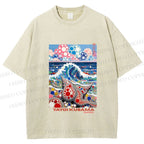 Unisex Yayoi Kusama Inspired Seashells Printed Washed Tee