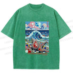 Unisex Yayoi Kusama Inspired Seashells Printed Washed Tee