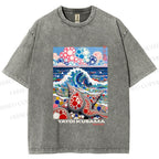 Unisex Yayoi Kusama Inspired Seashells Printed Washed Tee