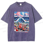 Unisex Yayoi Kusama Inspired Seashells Printed Washed Tee