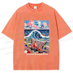 Unisex Yayoi Kusama Inspired Seashells Printed Washed Tee