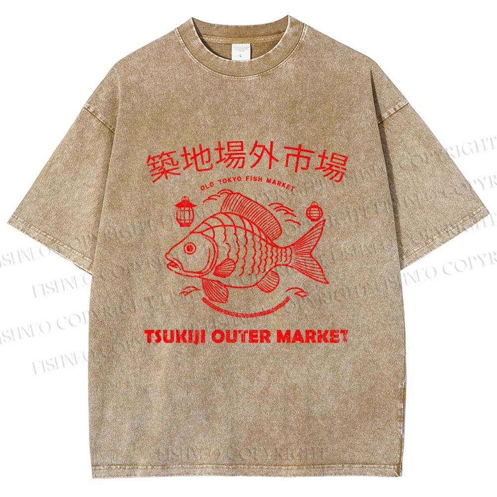 Unisex Tsukiji Outer Market Printed Washed Tee