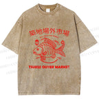 Unisex Tsukiji Outer Market Printed Washed Tee