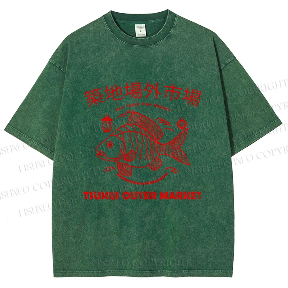 Unisex Tsukiji Outer Market Printed Washed Tee