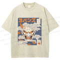 Unisex Japanese Oni Mask Printed Washed Tee