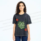 Unisex Japanese Oni Mask Printed Washed Tee