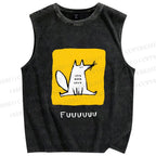 Unisex Fuuuuuuu Printed Washed Tank Top