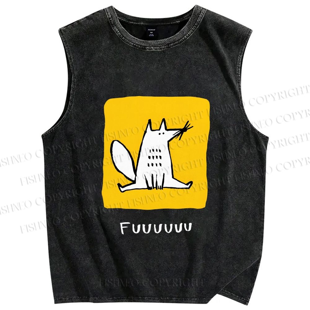 Unisex Fuuuuuuu Printed Washed Tank Top