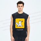Unisex Fuuuuuuu Printed Washed Tank Top