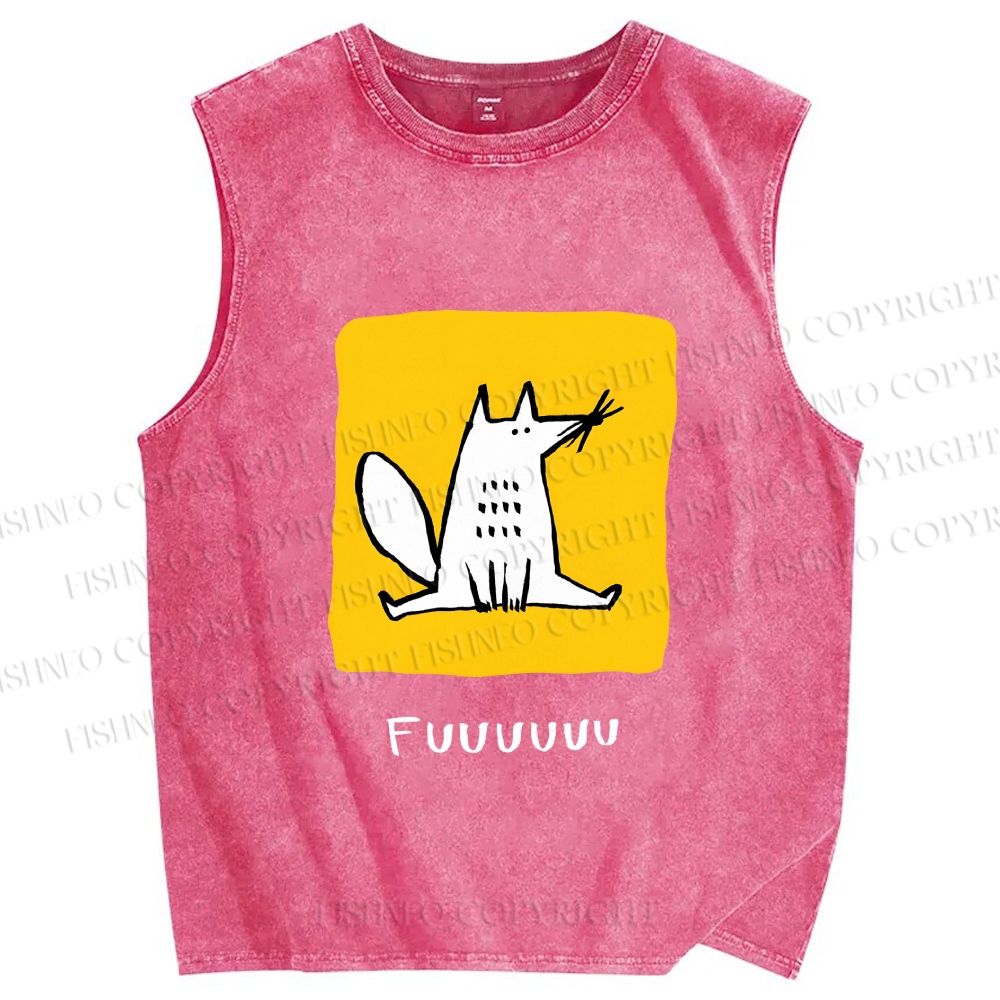 Unisex Fuuuuuuu Printed Washed Tank Top