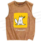 Unisex Fuuuuuuu Printed Washed Tank Top