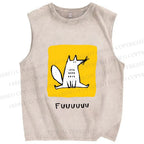 Unisex Fuuuuuuu Printed Washed Tank Top