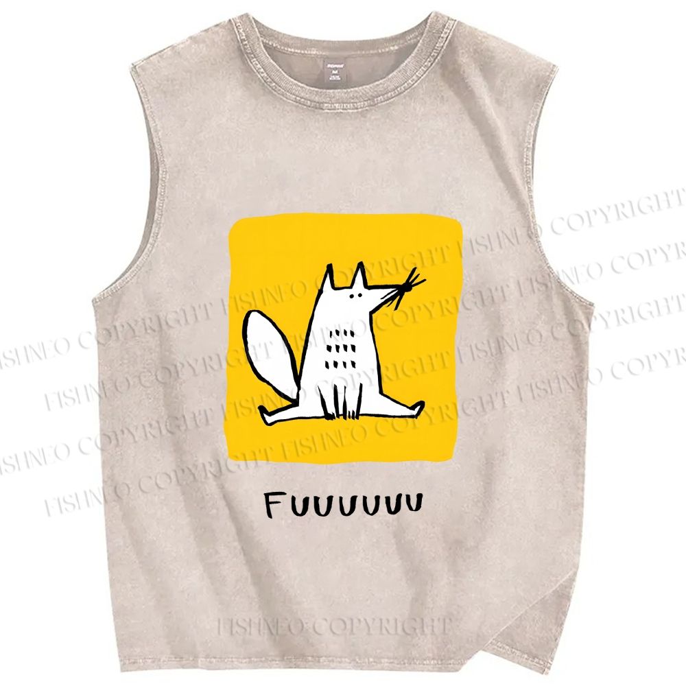 Unisex Fuuuuuuu Printed Washed Tank Top
