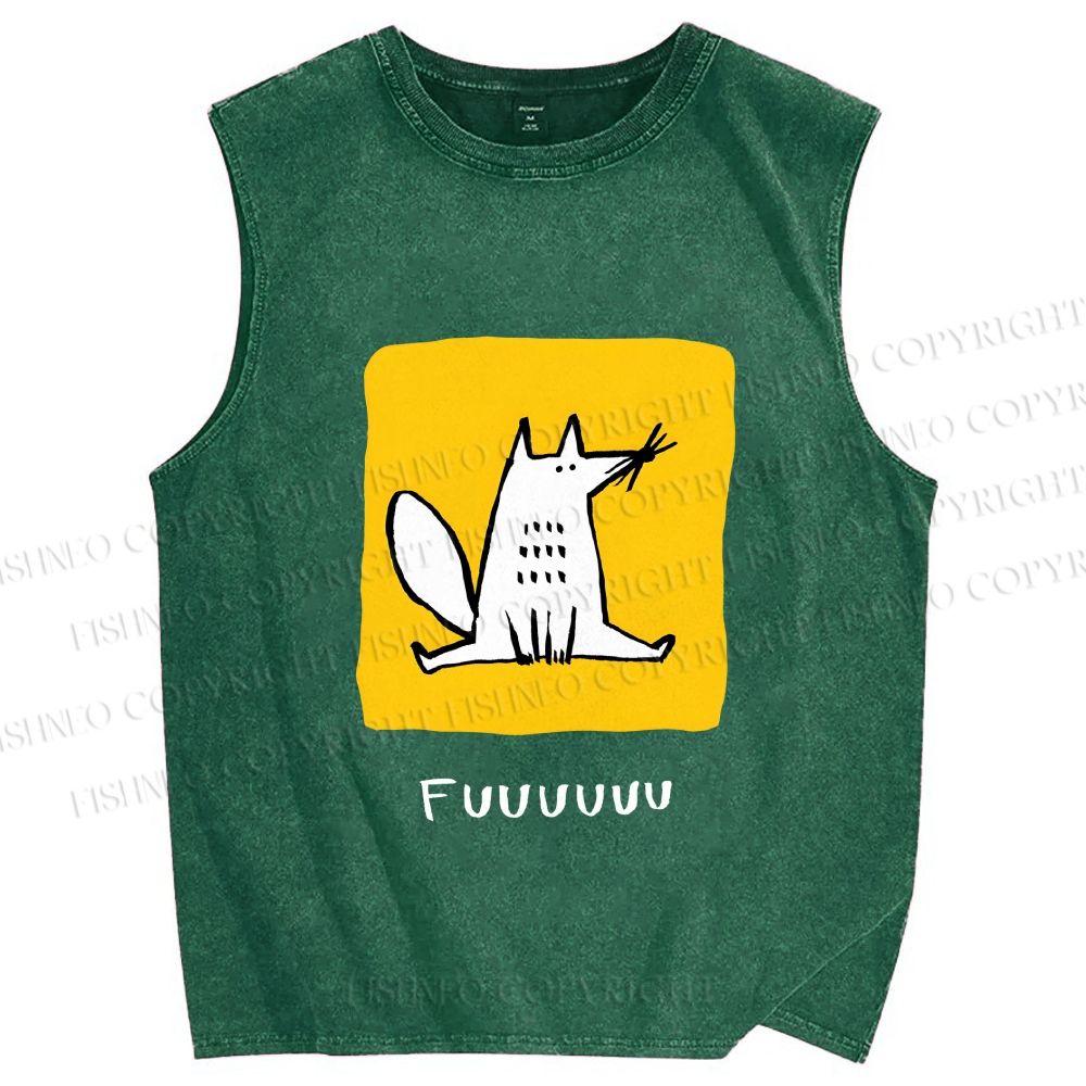 Unisex Fuuuuuuu Printed Washed Tank Top