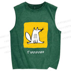 Unisex Fuuuuuuu Printed Washed Tank Top
