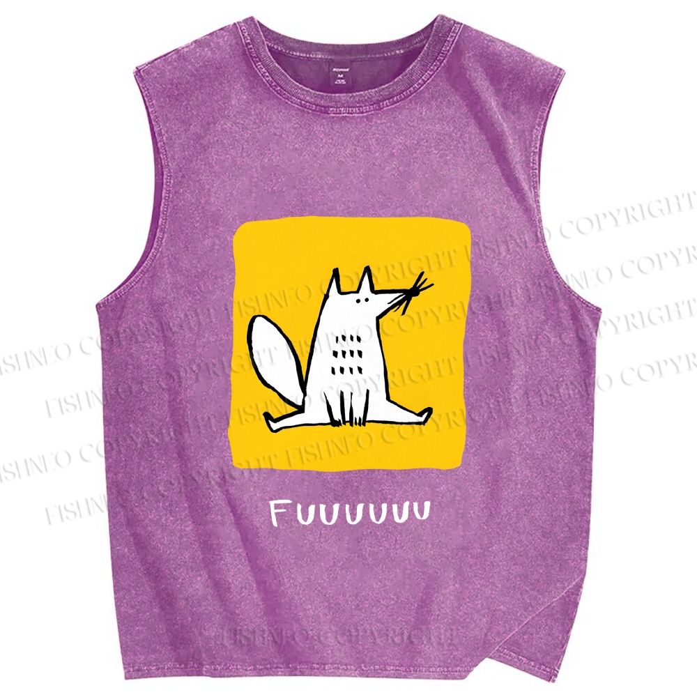 Unisex Fuuuuuuu Printed Washed Tank Top