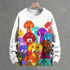 Multicolor Dachshund Crew Neck Sweater