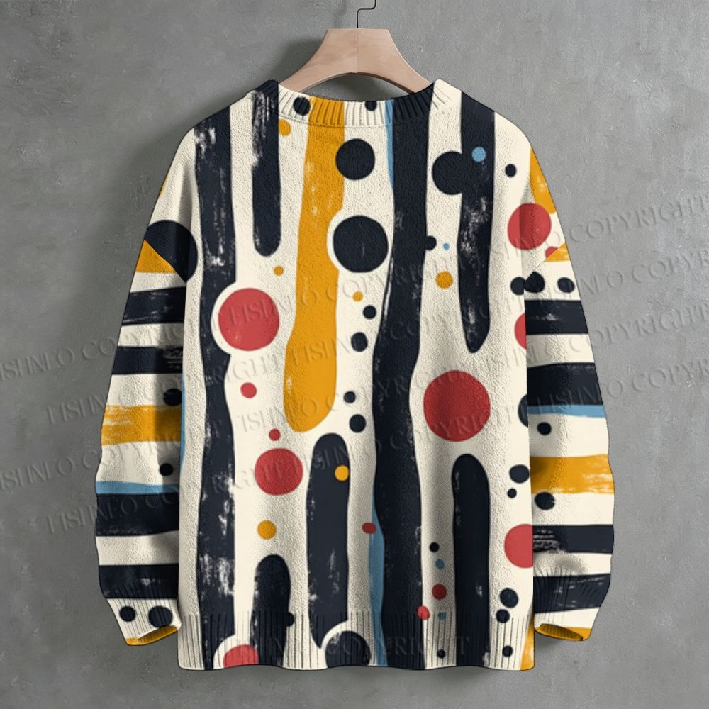 Line Dots Graffiti Crew Neck Sweater